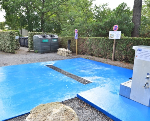 la nouvelle aire de services du camping Le Langeot de Sanguinet.