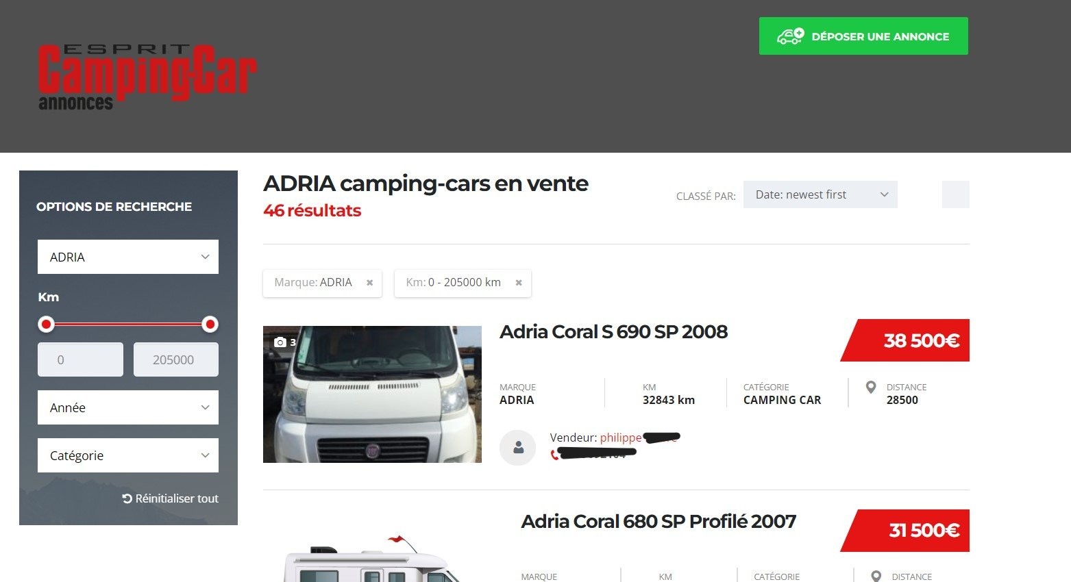 Recherche d'annonces pour l'achat d'un camping-car en fin de saison